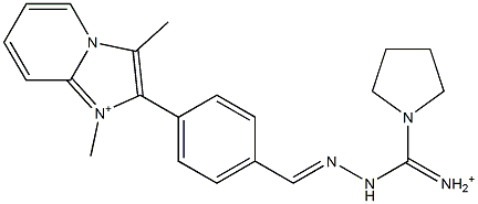 1,3-Dimethyl-2-[4-[2-[iminio(1-pyrrolidinyl)methyl]hydrazonomethyl]phenyl]imidazo[1,2-a]pyridin-1-ium Struktur