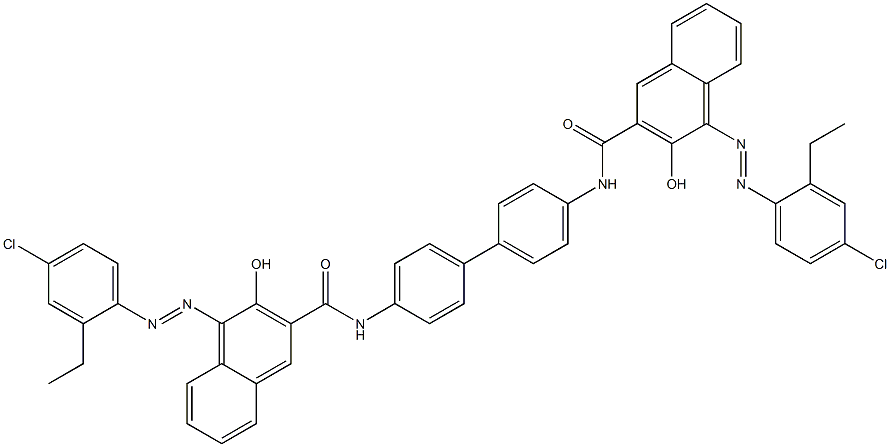 4,4'-Bis[1-[(4-chloro-2-ethylphenyl)azo]-2-hydroxy-3-naphthoylamino]biphenyl Struktur