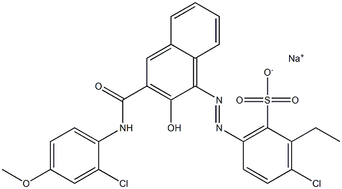 3-Chloro-2-ethyl-6-[[3-[[(2-chloro-4-methoxyphenyl)amino]carbonyl]-2-hydroxy-1-naphtyl]azo]benzenesulfonic acid sodium salt Struktur