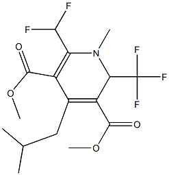 1,2-Dihydro-2-(trifluoromethyl)-6-(difluoromethyl)-4-(2-methylpropyl)-1-methyl-3,5-pyridinedicarboxylic acid dimethyl ester Struktur