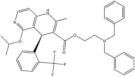 (4S)-1,4-Dihydro-5-isopropyloxy-2-methyl-4-[2-(trifluoromethyl)phenyl]-1,6-naphthyridine-3-carboxylic acid 2-(N,N-dibenzylamino)ethyl ester Struktur