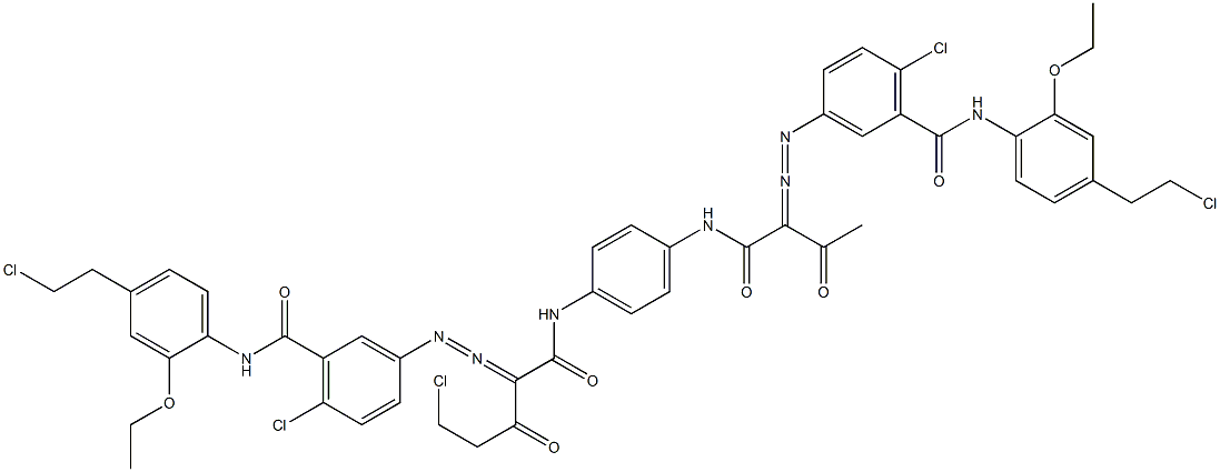 3,3'-[2-(Chloromethyl)-1,4-phenylenebis[iminocarbonyl(acetylmethylene)azo]]bis[N-[4-(2-chloroethyl)-2-ethoxyphenyl]-6-chlorobenzamide] Struktur