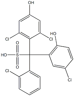 (2-Chlorophenyl)(3-chloro-6-hydroxyphenyl)(2,6-dichloro-4-hydroxyphenyl)methanesulfonic acid Struktur