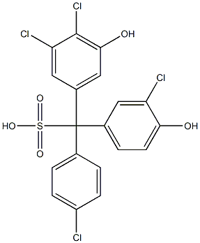 (4-Chlorophenyl)(3-chloro-4-hydroxyphenyl)(3,4-dichloro-5-hydroxyphenyl)methanesulfonic acid Struktur