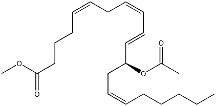 (5Z,8Z,10E,12S,14Z)-12-Acetoxy-5,8,10,14-icosatetraenoic acid methyl ester Struktur