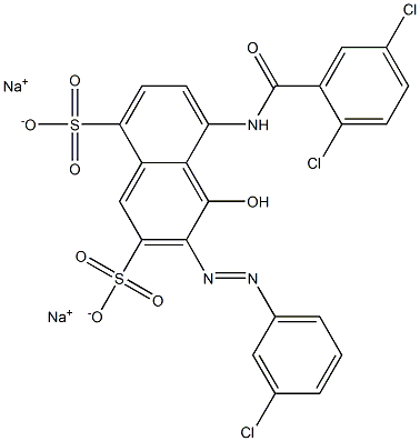 3-[(3-Chlorophenyl)azo]-5-[(2,5-dichlorobenzoyl)amino]-4-hydroxynaphthalene-2,8-disulfonic acid disodium salt Struktur