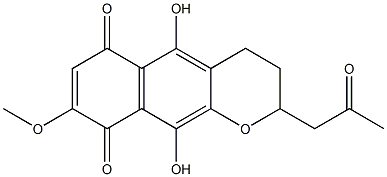 3,4-Dihydro-5,10-dihydroxy-8-methoxy-2-(2-oxopropyl)-2H-naphtho[2,3-b]pyran-6,9-dione Struktur