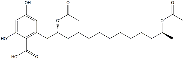 2,4-Dihydroxy-6-[(2R,12S)-2,12-diacetoxytridecyl]benzoic acid Struktur