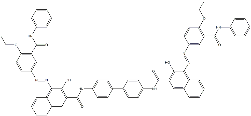 N,N'-(1,1'-Biphenyl-4,4'-diyl)bis[4-[[4-ethoxy-5-(phenylcarbamoyl)phenyl]azo]-3-hydroxy-2-naphthalenecarboxamide] Struktur