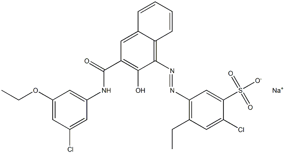 2-Chloro-4-ethyl-5-[[3-[[(3-chloro-5-ethoxyphenyl)amino]carbonyl]-2-hydroxy-1-naphtyl]azo]benzenesulfonic acid sodium salt Struktur