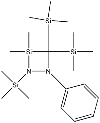 3,3-Dimethyl-1-phenyl-2,4,4-tris(trimethylsilyl)-1,2-diaza-3-silacyclobutane Struktur