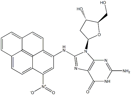 N-(2'-Deoxyguanosin-8-yl)-3-nitropyren-1-amine Struktur