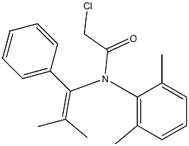 N-(1-Phenyl-2-methyl-1-propenyl)-N-(2,6-dimethylphenyl)-2-chloroacetamide Struktur