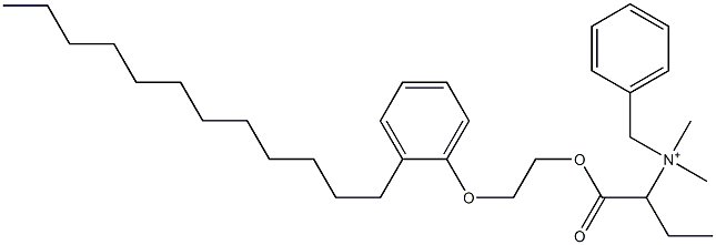 N,N-Dimethyl-N-benzyl-N-[1-[[2-(2-dodecylphenyloxy)ethyl]oxycarbonyl]propyl]aminium Struktur