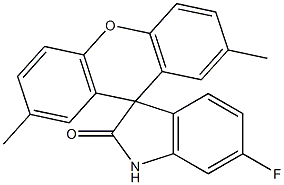 6-Fluoro-2',7'-dimethylspiro[3H-indole-3,9'-[9H]xanthen]-2(1H)-one Struktur