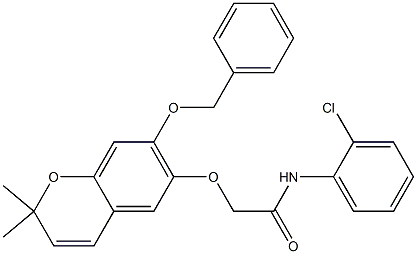 2,2-Dimethyl-7-(benzyloxy)-6-[[(2-chlorophenylamino)carbonyl]methoxy]-2H-1-benzopyran Struktur