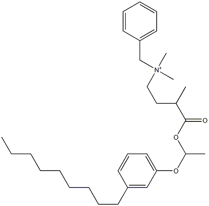 N,N-Dimethyl-N-benzyl-N-[3-[[1-(3-nonylphenyloxy)ethyl]oxycarbonyl]butyl]aminium Struktur