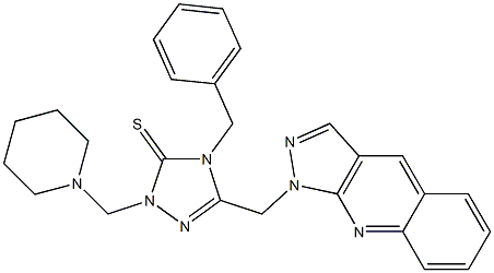 1-[[[2-(Piperidinomethyl)-3-thioxo-4-benzyl-2,3-dihydro-4H-1,2,4-triazol]-5-yl]methyl]-1H-pyrazolo[3,4-b]quinoline Struktur