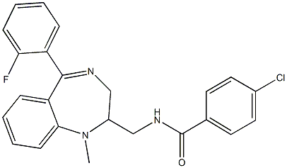 N-[[5-(2-Fluorophenyl)-2,3-dihydro-1-methyl-1H-1,4-benzodiazepin]-2-ylmethyl]-4-chlorobenzamide Struktur