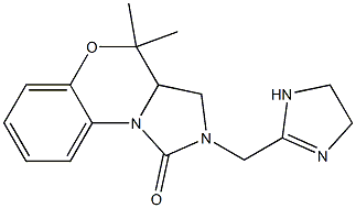 4,4-Dimethyl-2,3,3a,4-tetrahydro-2-[(1-imidazolin-2-yl)methyl]-1H-imidazo[5,1-c][1,4]benzoxazin-1-one Struktur