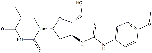 5-Methyl-3'-[[(4-methoxyphenylamino)(thiocarbonyl)]amino]-2',3'-dideoxyuridine Struktur