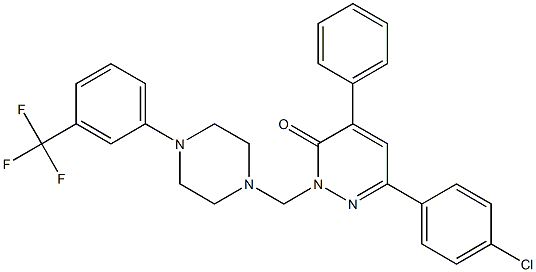 4-Phenyl-6-(4-chlorophenyl)-2-[[4-(3-trifluoromethylphenyl)piperazino]methyl]pyridazin-3(2H)-one Struktur