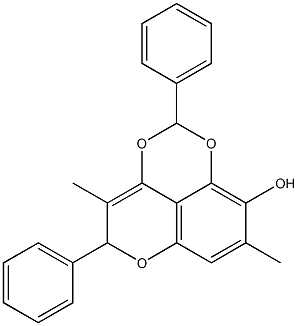 4,8-Dimethyl-5-phenyl-2-phenyl-5H-pyrano[4,3,2-de]-1,3-benzodioxin-9-ol Struktur