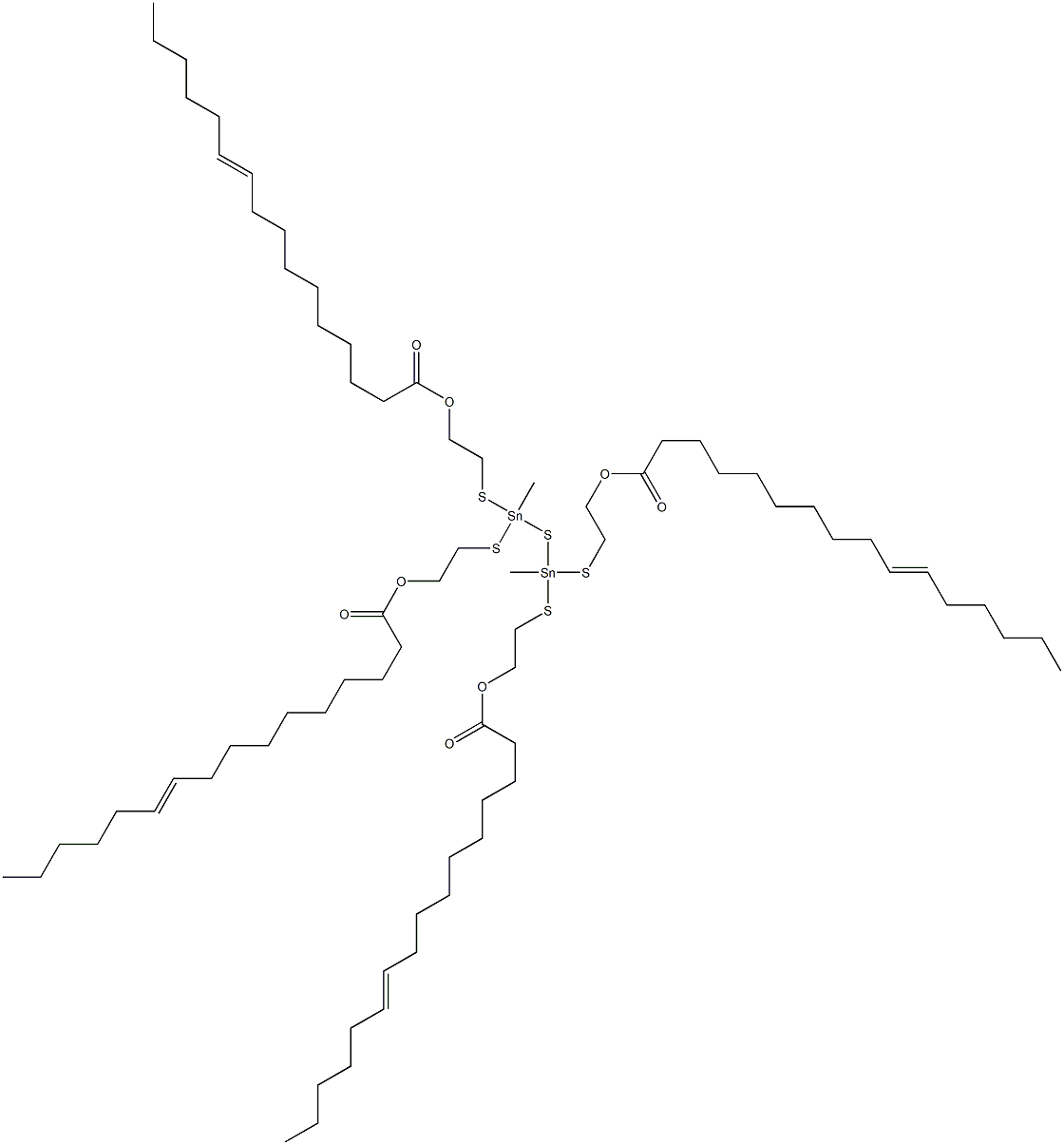Bis[methylbis[[2-(9-pentadecenylcarbonyloxy)ethyl]thio]stannyl] sulfide Struktur