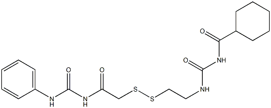 1-(Cyclohexylcarbonyl)-3-[2-[[(3-phenylureido)carbonylmethyl]dithio]ethyl]urea Struktur