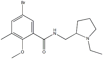 N-[(1-Ethyl-2-pyrrolidinyl)methyl]-2-methoxy-5-bromo-3-methylbenzamide Struktur