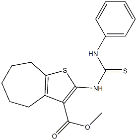 2-(3-Phenylthioureido)-5,6,7,8-tetrahydro-4H-cyclohepta[b]thiophene-3-carboxylic acid methyl ester Struktur