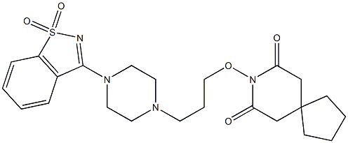 8-[3-[4-[(1,2-Benzisothiazole 1,1-dioxide)-3-yl]-1-piperazinyl]propyloxy]-8-azaspiro[4.5]decane-7,9-dione Struktur