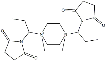 1,4-Bis[1-(2,5-dioxopyrrolidin-1-yl)propyl]-1,4-diazoniabicyclo[2.2.2]octane Struktur