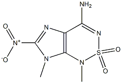 4-Amino-1,7-dimethyl-6-nitro-1H,7H-imidazo[4,5-c][1,2,6]thiadiazine 2,2-dioxide Struktur