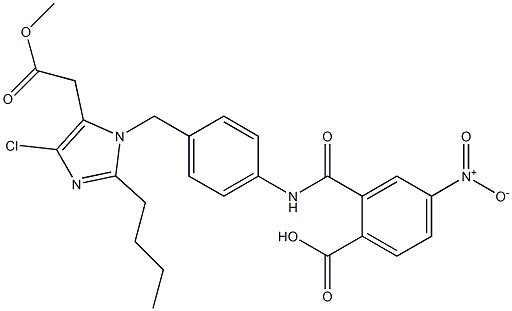 2-Butyl-4-chloro-1-[4-[2-(hydroxycarbonyl)-5-nitrobenzoylamino]benzyl]-1H-imidazole-5-acetic acid methyl ester Struktur