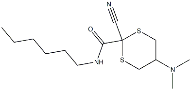 2-Cyano-5-(dimethylamino)-N-hexyl-1,3-dithiane-2-carboxamide Struktur