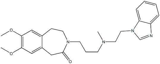 2,3-Dihydro-7,8-dimethoxy-3-[3-[N-[2-(1H-benzimidazol-1-yl)ethyl]-N-methylamino]propyl]-1H-3-benzazepin-4(5H)-one Struktur