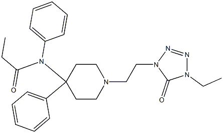 N-(Phenyl)-N-[1-[2-[(4-ethyl-5-oxo-1,4-dihydro-5H-tetrazol)-1-yl]ethyl]-4-phenylpiperidin-4-yl]propanamide Struktur