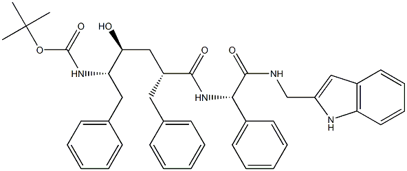 (2S)-2-[[(2R,4S,5S)-5-(tert-Butoxycarbonylamino)-2-benzyl-4-hydroxy-6-phenylhexanoyl]amino]-N-[(1H-indol-2-yl)methyl]-2-phenylacetamide Struktur