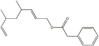 Phenylacetic acid 4,6-dimethyl-2,7-octadienyl ester Struktur