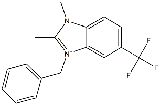 1,2-Dimethyl-3-phenylmethyl-5-trifluoromethyl-1H-benzimidazol-3-ium Struktur