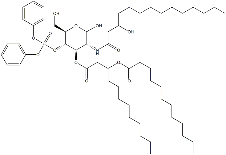 4-O-(Diphenoxyphosphinyl)-3-O-[3-(dodecanoyloxy)dodecanoyl]-2-[(3-hydroxymyristoyl)amino]-2-deoxy-D-glucopyranose Struktur