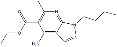 1-Butyl-4-amino-6-methyl-1H-pyrazolo[3,4-b]pyridine-5-carboxylic acid ethyl ester Struktur