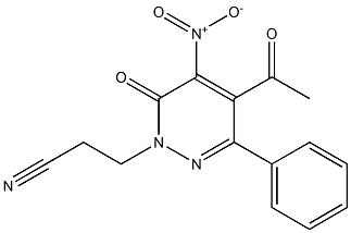 2-(2-Cyanoethyl)-4-nitro-5-acetyl-6-phenylpyridazin-3(2H)-one Struktur