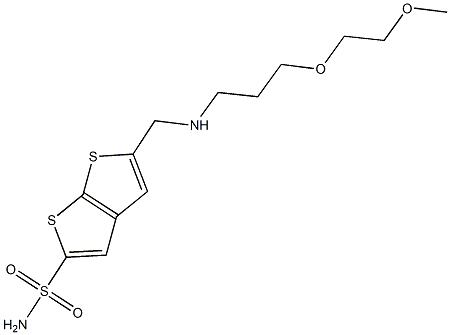 5-[[3-(2-Methoxyethoxy)propylamino]methyl]thieno[2,3-b]thiophene-2-sulfonamide Struktur