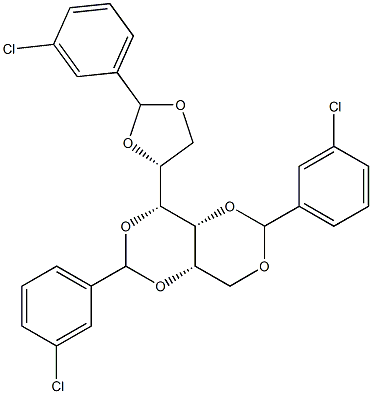 1-O,3-O:2-O,4-O:5-O,6-O-Tris(3-chlorobenzylidene)-D-glucitol Struktur