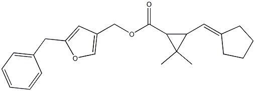 2-(Cyclopentylidenemethyl)-3,3-dimethylcyclopropanecarboxylic acid (2-benzylfuran-4-yl)methyl ester Struktur