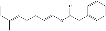 Phenylacetic acid 1,6-dimethyl-1,5-octadienyl ester Struktur