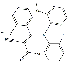 2-Cyano-3-[bis(2-methoxyphenyl)amino]-3-(2-methoxyphenyl)acrylamide Struktur