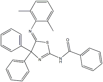 2-(Benzoylamino)-5-(2,6-dimethylphenylimino)-4,4-diphenyl-2-thiazoline Struktur